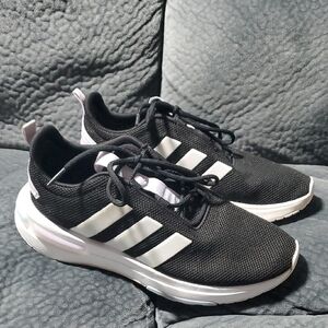 adidas Black & White Lightweight Running Shoes Kids Youth Size 6.5